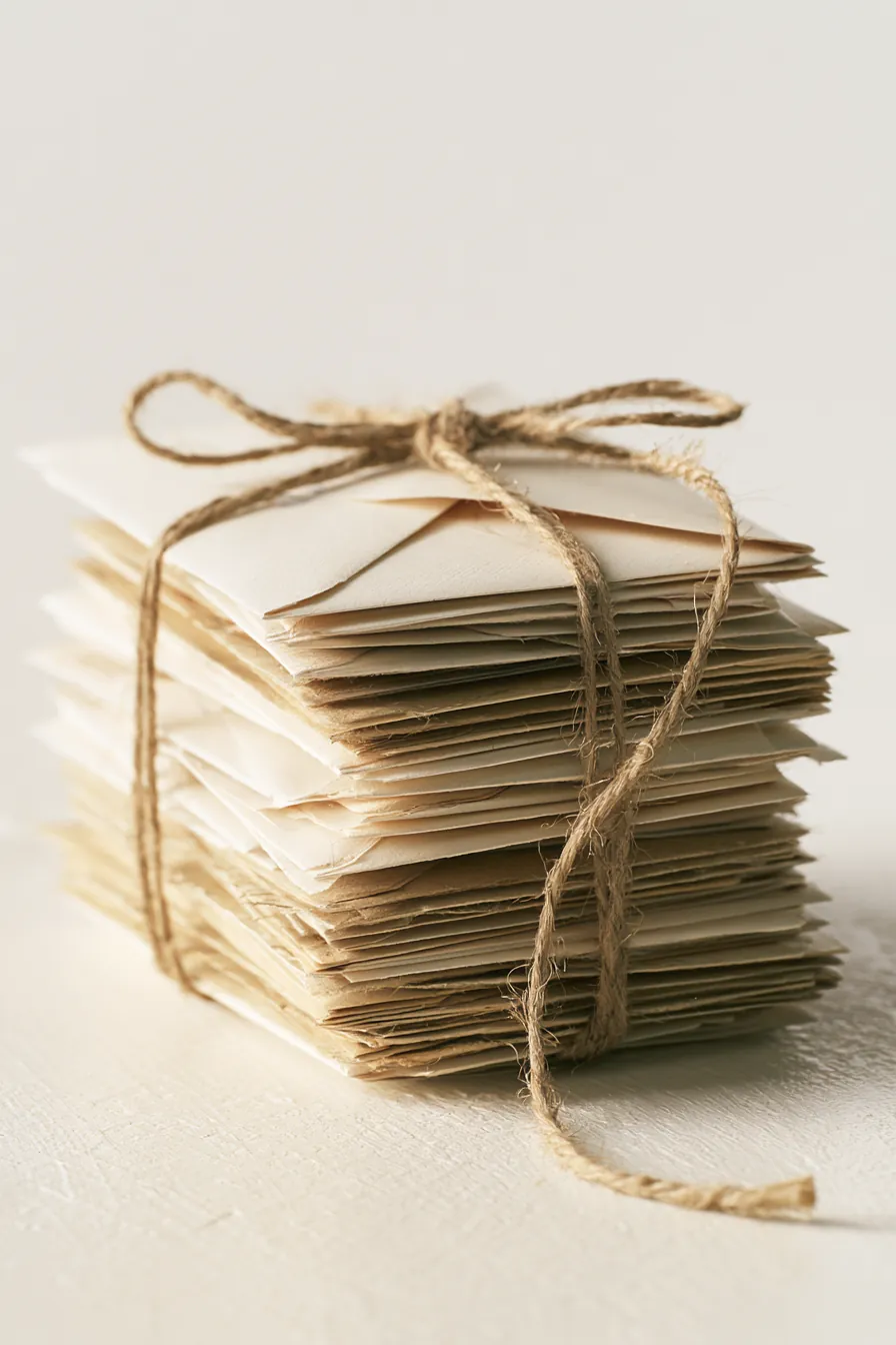 Bundle of bill envelopes tied together representing debts before consolidation