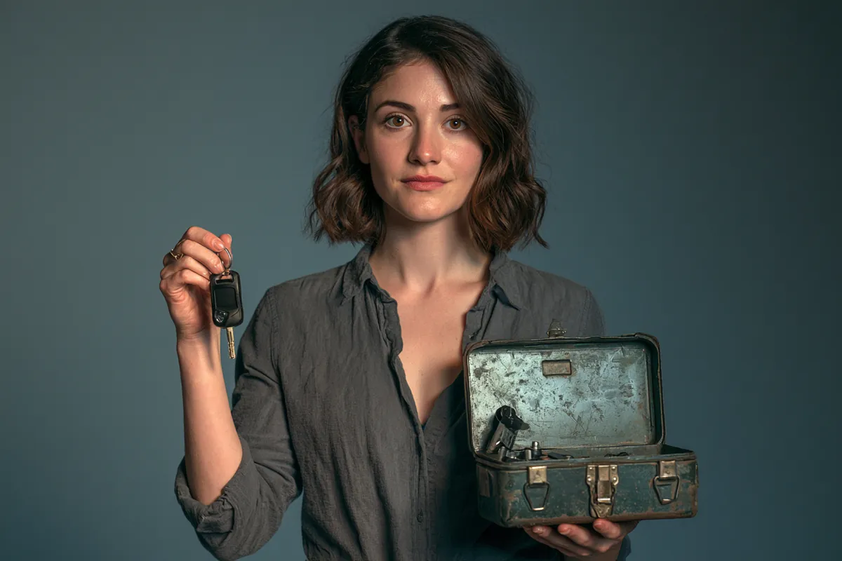 American woman holding a car key and toolbox facing breakdown costs