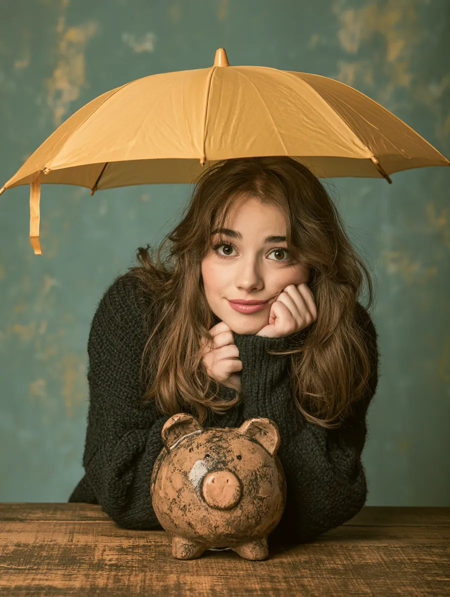 Umbrella sheltering savings representing a protected holiday spending plan